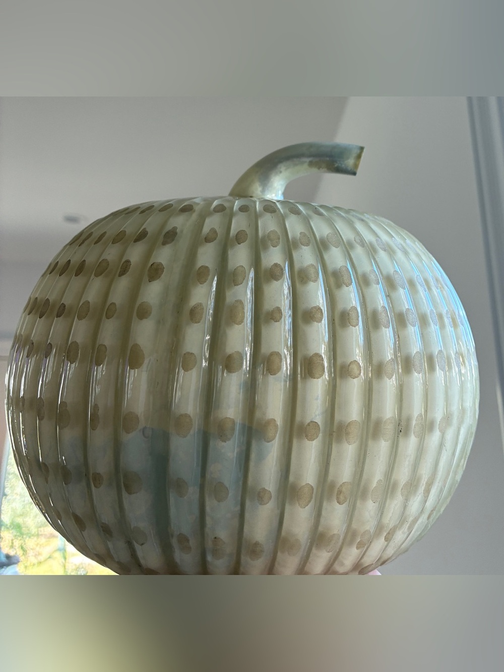 Pottery Barn Mercury Glass Pumpkin – 8" Fluted Dot Pattern Harvest Fall Decor
